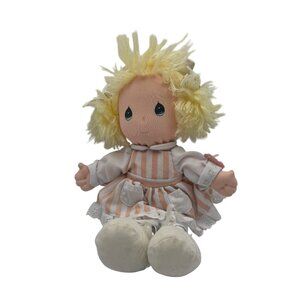 Applause 1986 Precious Moments Get Well Doll Blonde Hair Striped Dress Collectib